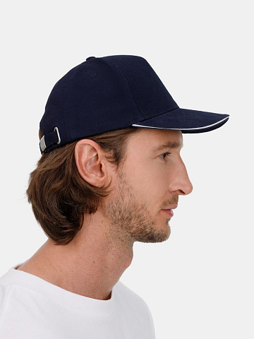 Бейсболка Classic 2.0, темно-синяя с белым кантом - рис 10.