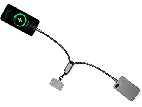 Ремешок-держатель для телефона с зарядным кабелем USB-C - USB-C Lany Wristband Charge Eco, серый - рис 13.