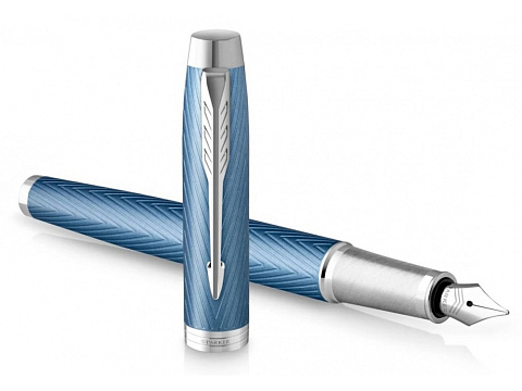 Перьевая ручка Parker IM Premium Blue Grey CT, перо: F, цвет чернил: blue, в подарочной упаковке. - рис 3.