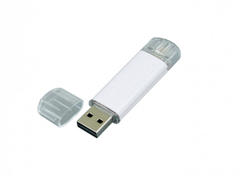 USB-флешка на 64 ГБ.c дополнительным разъемом Micro USB, белый - рис 3.