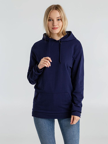 Толстовка с капюшоном унисекс Hoodie, темно-синяя - рис 7.