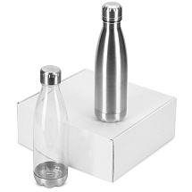 Подарочный набор с термосом и бутылкой Bottle set, серебристый