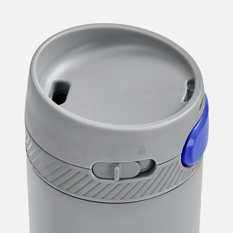 Термостакан X1 с цветной кнопкой, серый с синим - рис 5.
