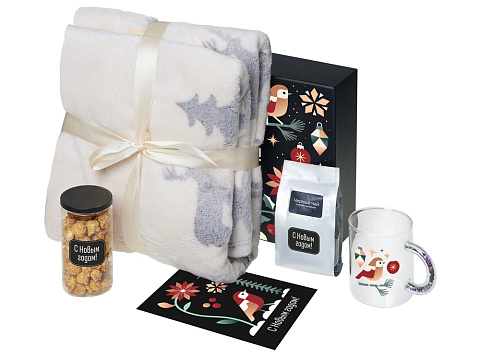 подарочный набор с пледом, кружкой и чаем