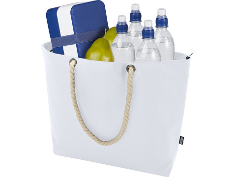 Panama пляжная эко-сумка-холодильник из переработанного материала, с ручками-шнурками 23L, белый - рис 5.