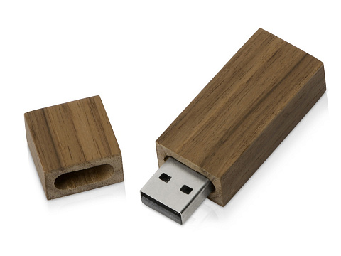 Флеш-карта USB 2.0 16 Gb «Woody» с магнитным колпачком, темное дерево - рис 2.