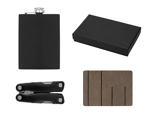 Набор с мультитулом и фляжкой Путешественник 2.0., черный