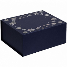 Новогодняя подарочная коробка Снежинка (синяя)