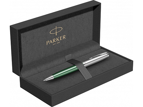 Шариковая ручка Parker Sonnet Essentials Green SB Steel CT, цвет чернил black, перо: M, в подарочной упаковке. - рис 5.