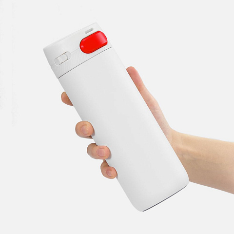 Термостакан X1 с цветной кнопкой, белый с красным - рис 5.