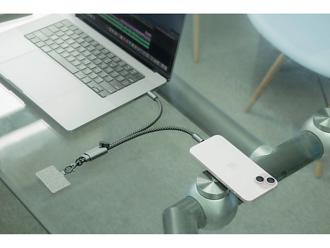 Ремешок-держатель для телефона с зарядным кабелем USB-C - USB-C Lany Wristband Charge Eco, серый - рис 14.
