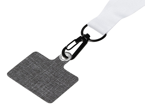 Ланъярд 2 см под сублимацию с трендовым карабином и большим держателем для телефона из ПЭ, черный - рис 4.