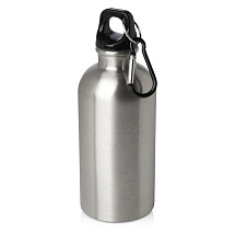 Одностенная бутылка для воды с карабином Oregon, изготовленная из нержавеющей стали, сертифицированной по стандарту RCS, объемом 400 мл - Серебряный
