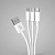 Дата-кабель 3 в 1: micro USB, USB-C, Ligthning, 1.2м, белый, Deppa - миниатюра