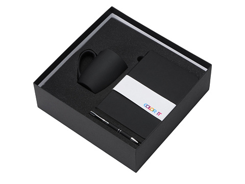 Подарочный набор с блокнотом С3, металлической ручкой и кружкой, черный - рис 2.