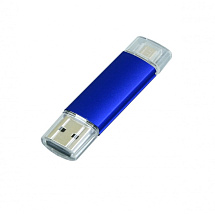 USB-флешка на 64 ГБ.c дополнительным разъемом Micro USB, синий