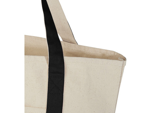 Sam эко- сумка из переработанного хлопка, сертифицированного согласно GRS, плотностью 320 г/м² - сплошной черный / Натуральный - рис 6.