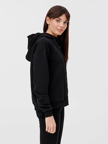 Толстовка унисекс оверсайз на молнии Zippy Terry, черная - рис 8.