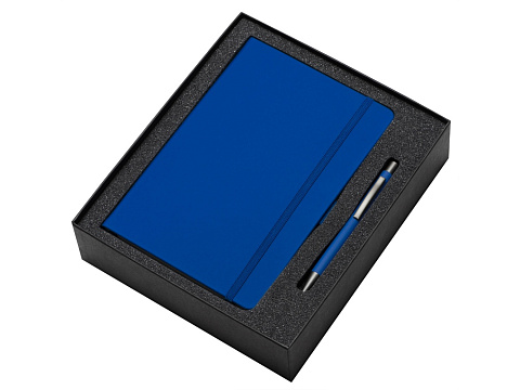 Подарочный набор Vision Pro soft-touch с ручкой и блокнотом А5, синий - рис 2.