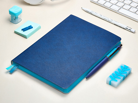 Ежедневник А5 датированный Boston 2026, синий с голубым обрезом - рис 12.