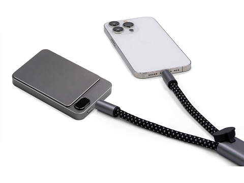 Ремешок-держатель для телефона с зарядным кабелем USB-C - USB-C Lany Wristband Charge Eco, серый - рис 3.