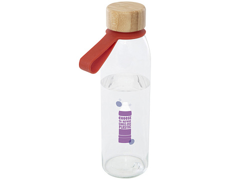 Стеклянная бутылка для воды Porto объемом 500 мл с силиконовой ручкой и бамбуковой крышкой - Brick - рис 5.