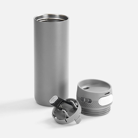 Термостакан X1 с цветной кнопкой, серый с белым - рис 3.