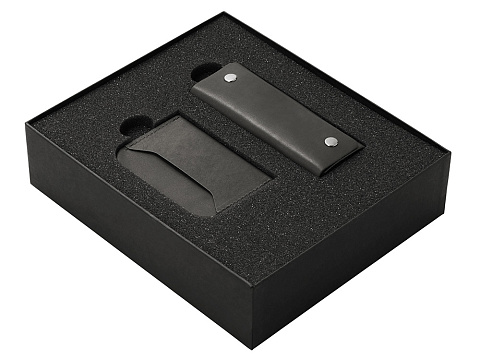 Подарочный набор Long River: картхолдер, ключница (без лого Long River), черная коробка - рис 2.