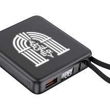 Внешний аккумулятор с подсветкой лого Nex, 5000 мАч, черный