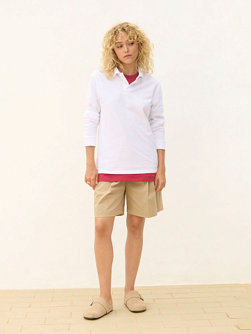 Рубашка поло унисекс с длинным рукавом Pacific LSL, белая - рис 7.