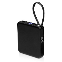 Внешний аккумулятор со встроенным кабелем USB-C Дэнси, 5000 мАч, черный