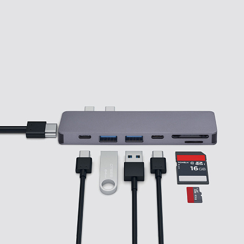 USB-C адаптер для MacBook 7-в-1, серебро, Deppa - рис 3.