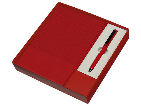 Набор блокнот в гибкой обложке А5 и металлическая шариковая ручка Nabokov, красный - рис 2.