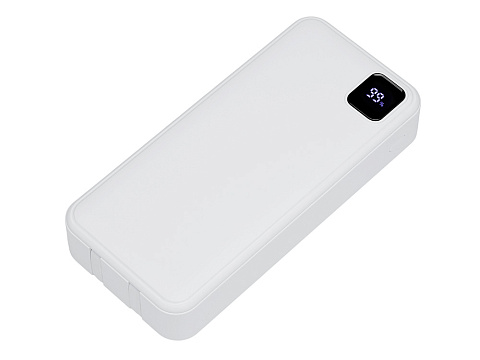 Внешний аккумулятор со встроенными кабелями Фрэйм Про, быстрая зарядка, 20000мач, белый