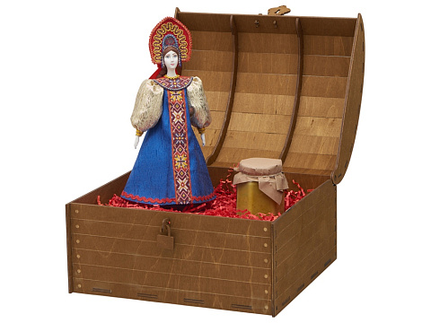 Подарочный набор: кукла фарфоровая, крем-мед, синий - рис 5.