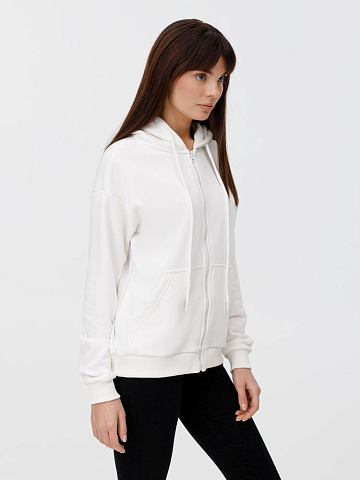 Толстовка унисекс оверсайз на молнии Zippy Terry, белая - рис 4.