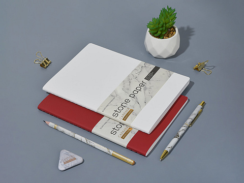 Тетрадь с каменной бумагой А5 Carrara 40 л., линейка, белый - рис 7.