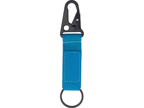 Брелок-ремувка Carabinier из ткани с вставкой из экокожи и карабином, синий - рис 2.