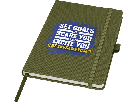 Блокнот Honua форматом A5 из переработанной бумаги с обложкой из переработанного ПЭТ, зеленый лесной - рис 5.