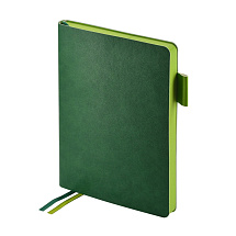 Ежедневник А5 датированный Boston 2026, зеленый с салатовым обрезом