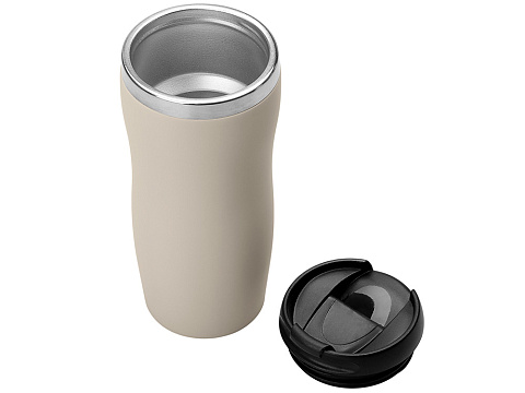 Термокружка Mony Steel 350 мл, soft touch, бежевый - рис 2.