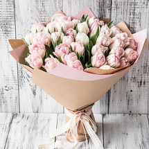 Монобукет из розовых тюльпанов (49 шт)