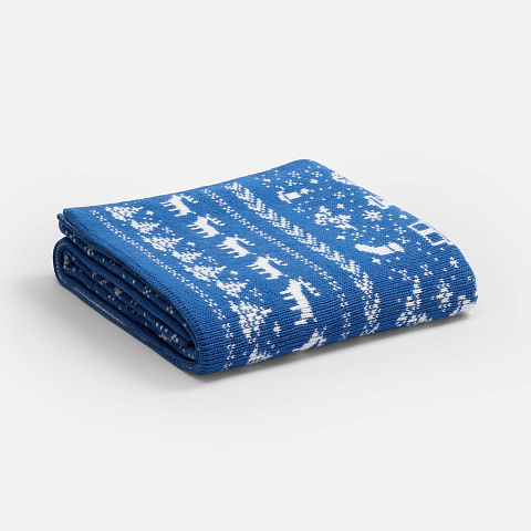 Плед Holidale, синий с молочным - рис 4.