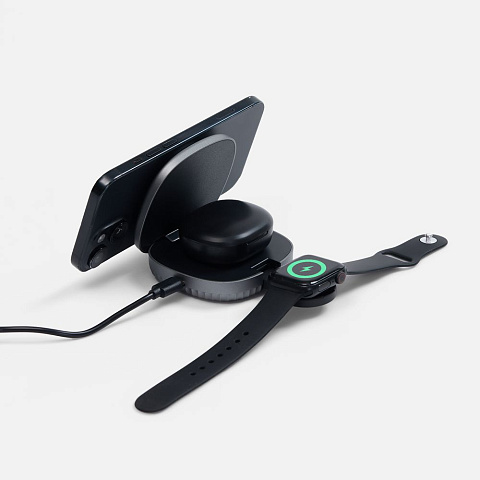 Складная станция беспроводной зарядки flowPad, серая - рис 2.