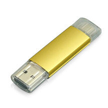 USB-флешка на 32 Гб.c дополнительным разъемом Micro USB, золотой