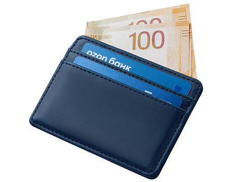 Картхолдер для двух карт и наличных денег с зажимом Crave, темно-синий - рис 5.