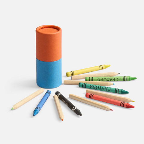 Набор цветных карандашей с мелками Kiddo Tube, голубой с оранжевым - рис 2.