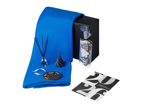 Подарочный набор с пледом, свечой и диффузором, синий - рис 2.