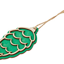 Подвеска шишка с цветной подложкой, зеленая подложка