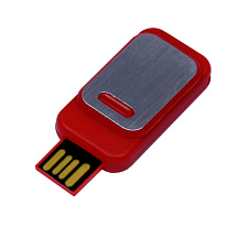 USB-флешка промо на 16 Гб прямоугольной формы, выдвижной механизм, красный